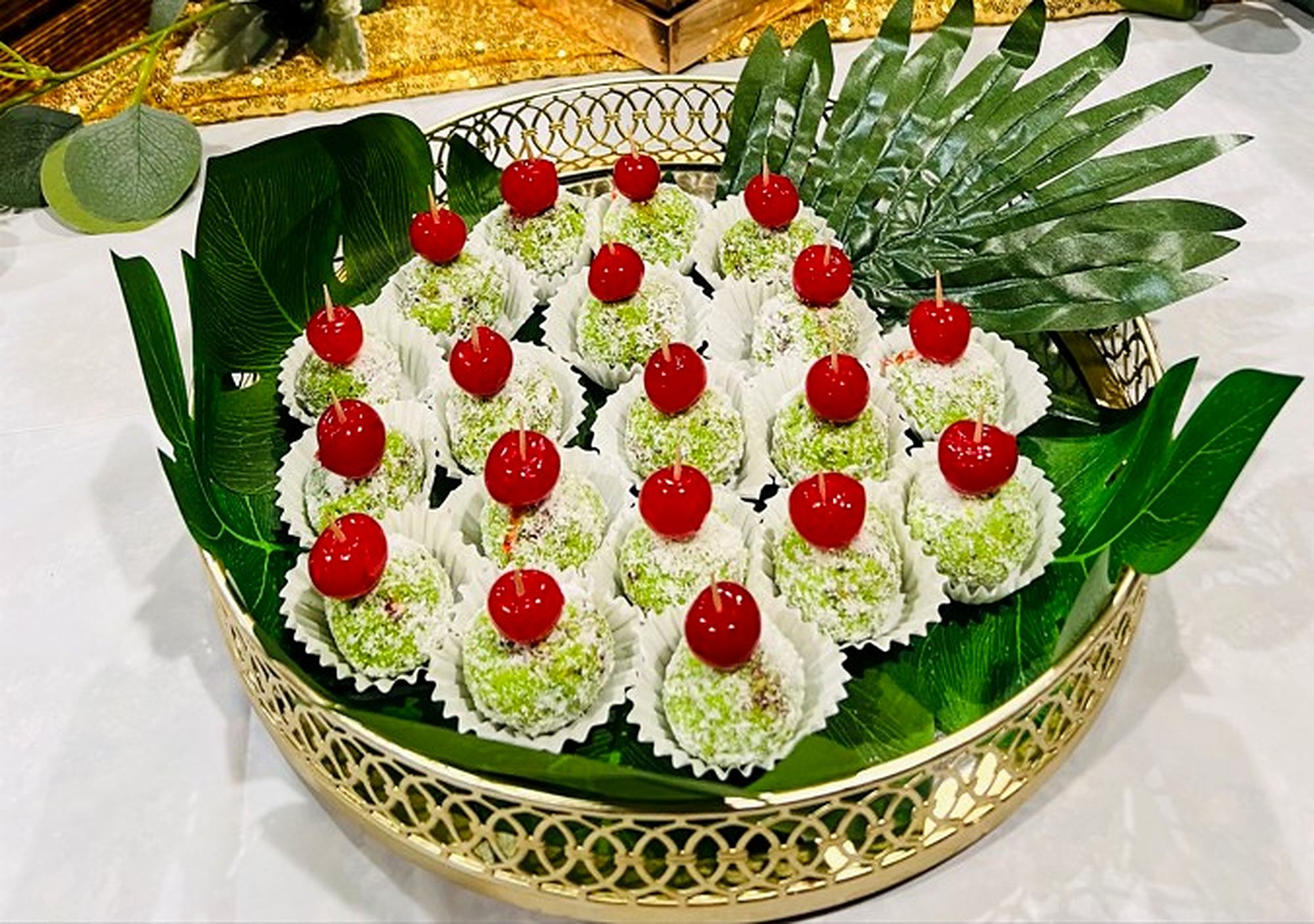 Paan Ladoo arranged on an ornate serving platter.